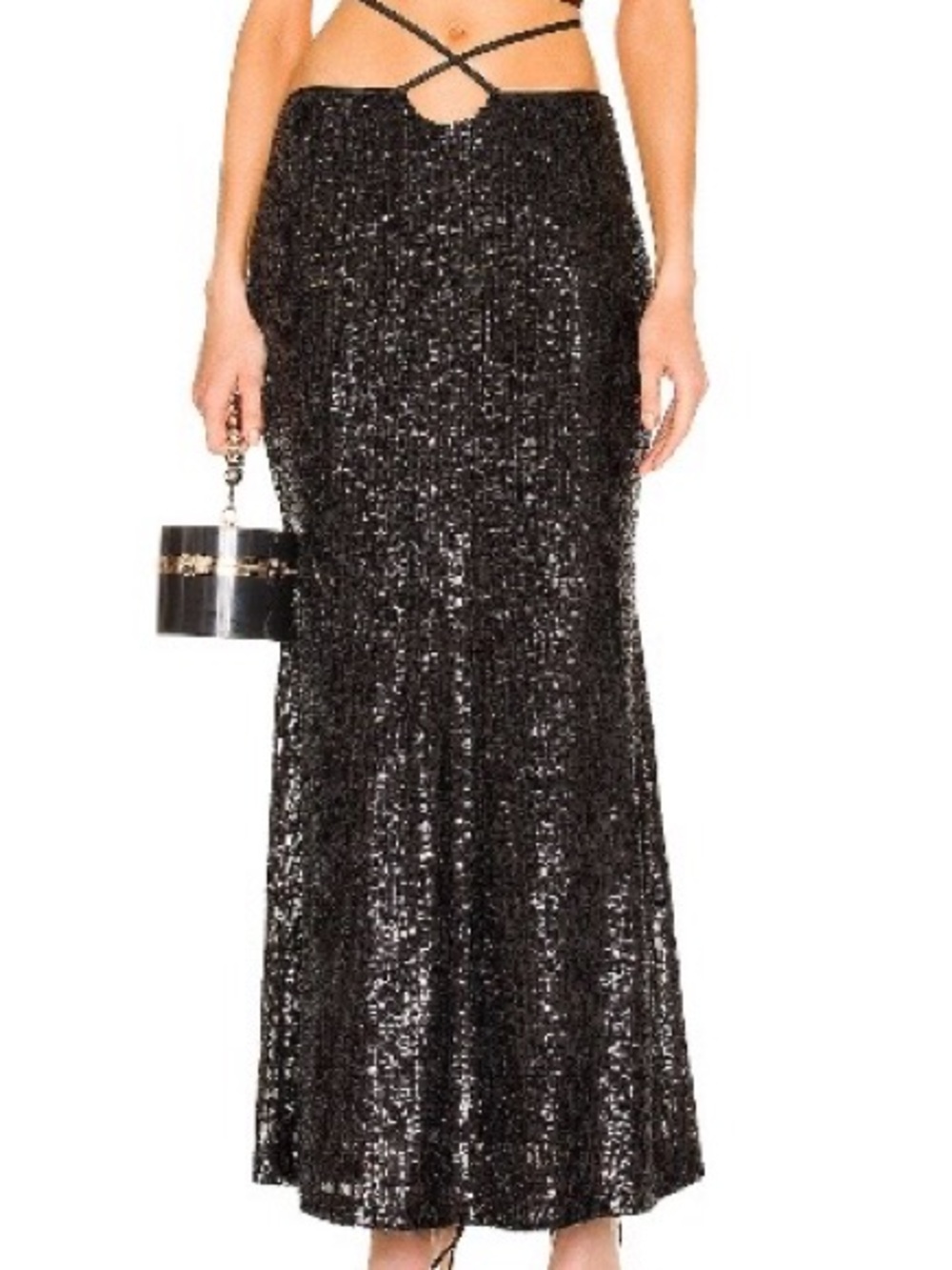 REVOLVE Black Sequin Maxi Skirt